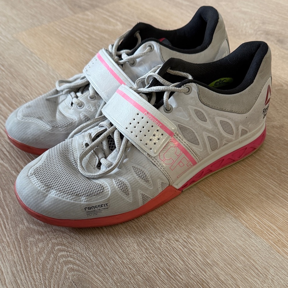 Reebok White and Pink lifting Shoes